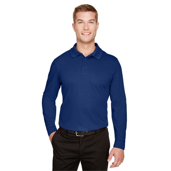 CrownLux Performance® Men's Plaited Long Sleeve Polo