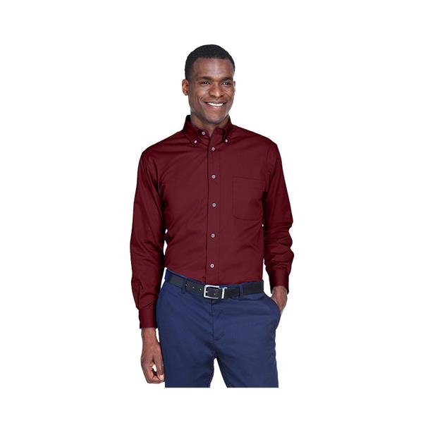 Harriton® Men's Easy Blend Short-Sleeve Twill Shirt with ...