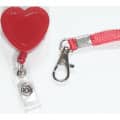 Heart shape retractable badge holder with lanyard