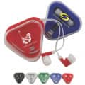 Earbuds in triangle case