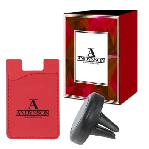 Magnetic Auto Air Vent Phone Wallet With Custom Box
