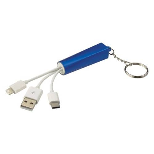 3-In-1 Light Up Charging Cables On Key Ring