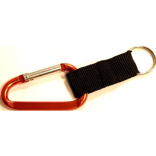 Carabiner with split key ring and nylon strap