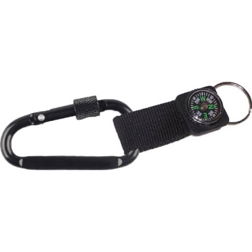 Carabiner with Secured Screw and Compass