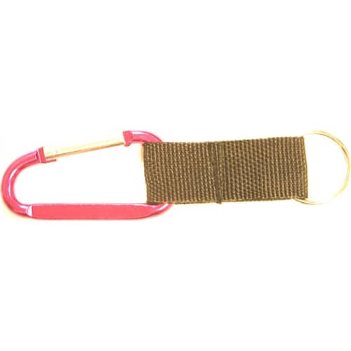 Carabiner with split key ring and nylon strap