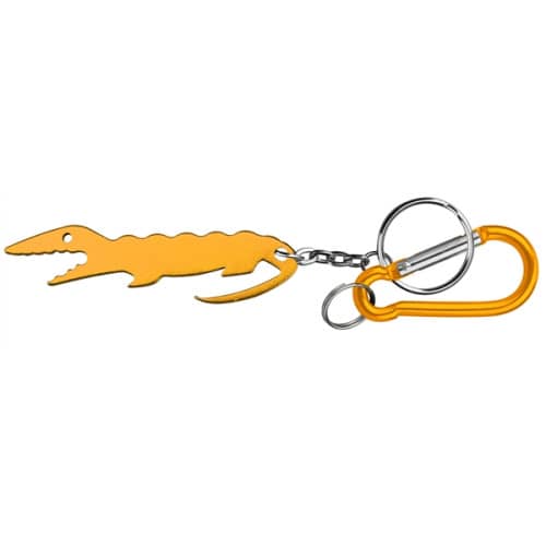 Alligator shaped bottle opener keychain with carabiner