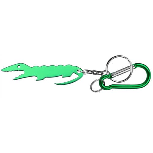 Alligator shaped bottle opener keychain with carabiner