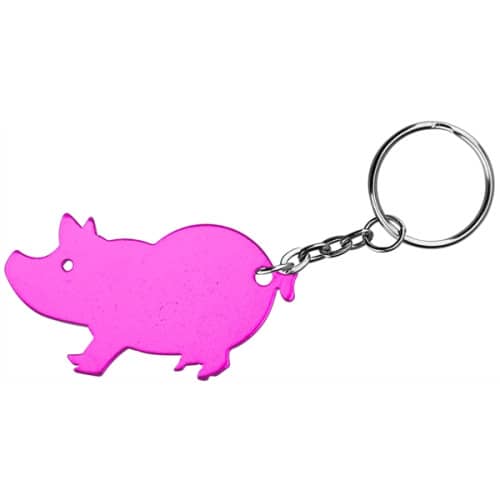 Jumbo size pig shape bottle opener key chain
