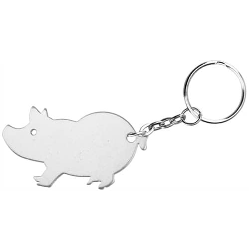 Jumbo size pig shape bottle opener key chain