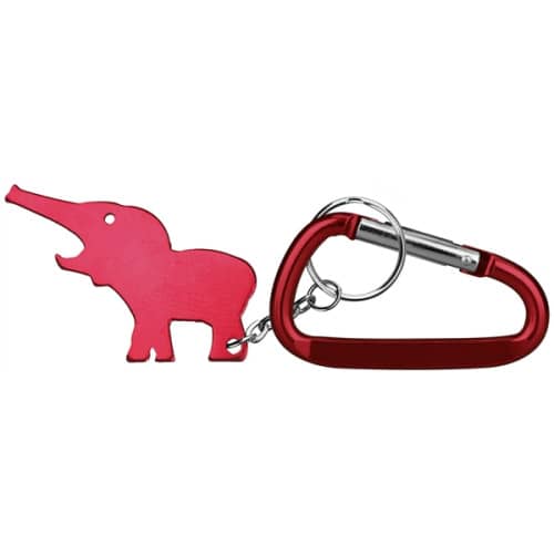 Metal Elephant Shape Bottle Opener with Key Ring & Carabiner