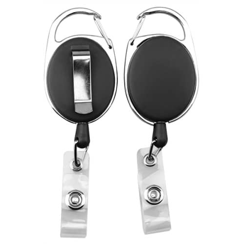 Oval shape retractable badge holder with clip