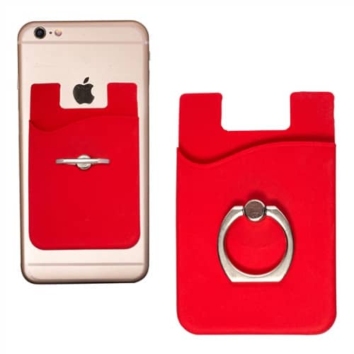 Silicone Card Holder with Metal Ring Phone Stand