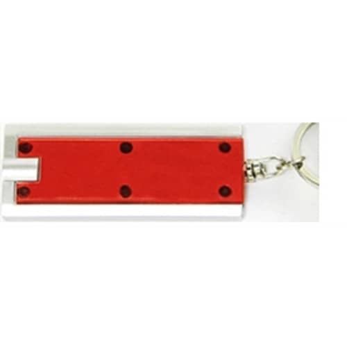 Slim rectangular flash light with swivel key chain