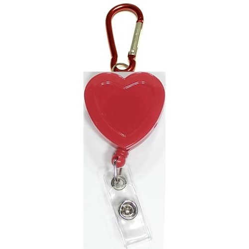Heart shape retractable badge holder with carabiner