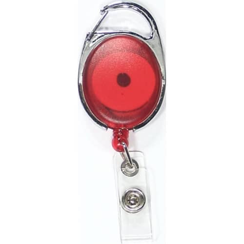Oval shape retractable badge holder with carabiner clip