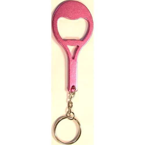 Tennis racket shape bottle opener key chain