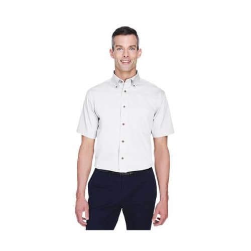 Harriton® Men's Easy Blend Short-Sleeve Twill Shirt with ...