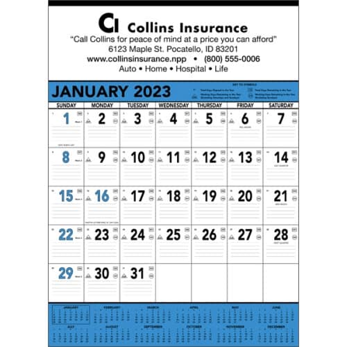 Blue & Black Contractor Memo 2023 Calendar