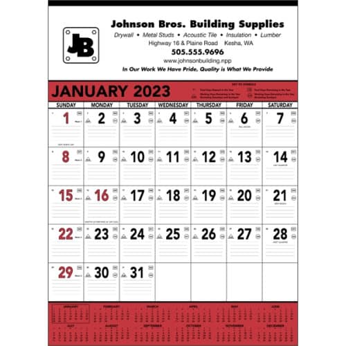 Red & Black Contractor's Memo 2023 Calendar