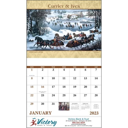 Stapled Currier & Ives Americana 2023 Appointment Calendar