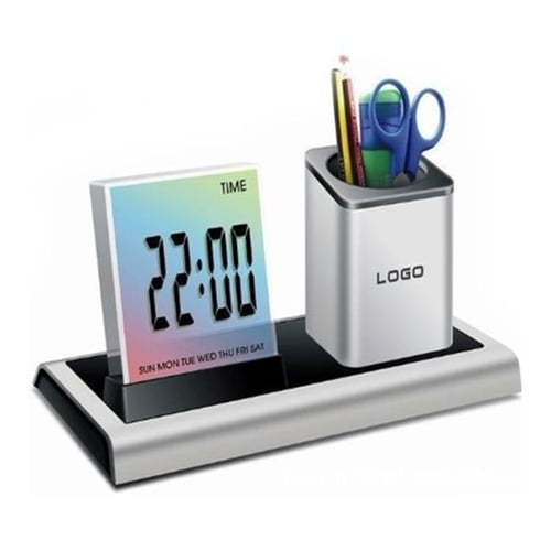 LED Clock And Pencil Cup