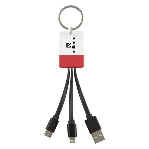 3-In-1 Clear View Light Up Cable Key Ring