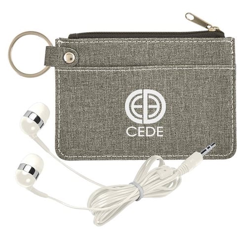 Heathered Wallet & Earbuds Kit