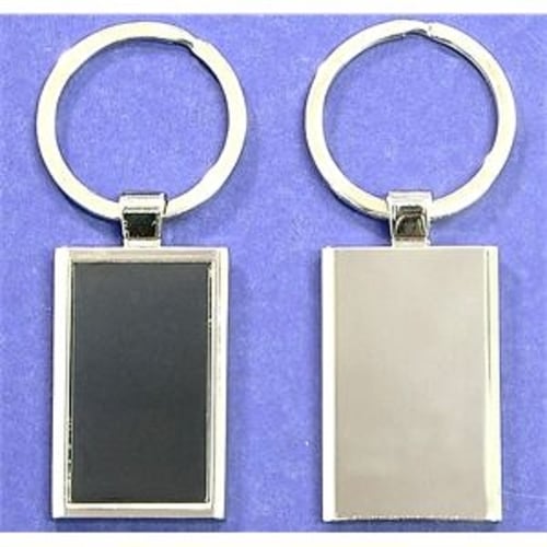 Rectangular Shape Chrome Metal Split Ring Key Holder
