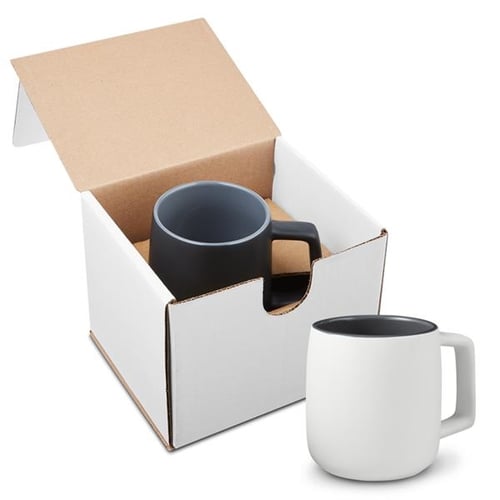 15 oz. Geo Square Handle Ceramic Mug in Individual Mailer