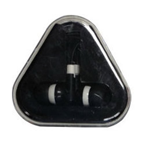 Earbuds in triangle case