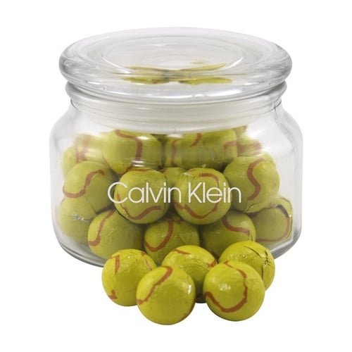 Chocolate Tennis Balls in a Glass Jar with Lid EverythingBranded Canada