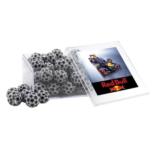 Chocolate Soccer Balls in a Clear Acrylic Large Box