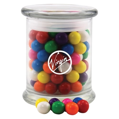 Gumballs in a Large Round Glass Jar with Lid