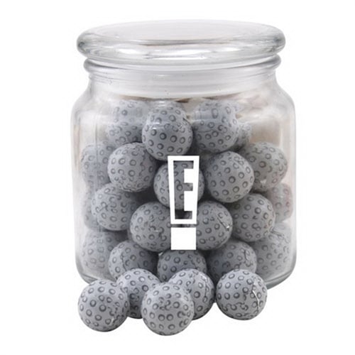 Chocolate Golf Balls in a Glass Jar with Lid