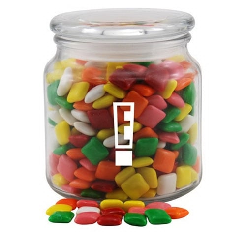 Mini Chicklets Gum in a Glass Jar with Lid