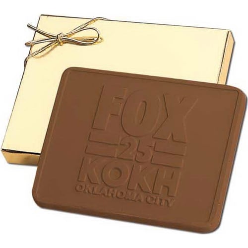 5 oz Custom Molded Chocolate Bar in Gold Gift Box