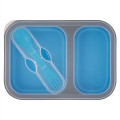 Collapsible 2-Section Food Container And Dual Utensil Wit...