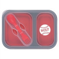Collapsible 2-Section Food Container And Dual Utensil Wit...