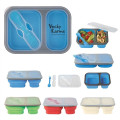 Collapsible 2-Section Food Container And Dual Utensil Wit...