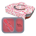 Collapsible 2-Section Food Container And Dual Utensil Wit...