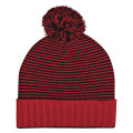 Knit Pom Striped Beanie With Cuff
