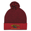 Knit Pom Striped Beanie With Cuff