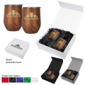 12 Oz. Woodgrain Alexander Stemless Wine Cup Gift Set