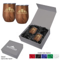 12 Oz. Woodgrain Alexander Stemless Wine Cup Gift Set