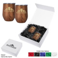 12 Oz. Woodgrain Alexander Stemless Wine Cup Gift Set
