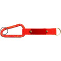 Red Carabiner with Strap and Metal Plate and Split Ring