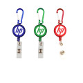 Round retractable badge holder with carabiner