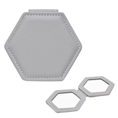 Leatherette Compact Mirror With Dual Magnification