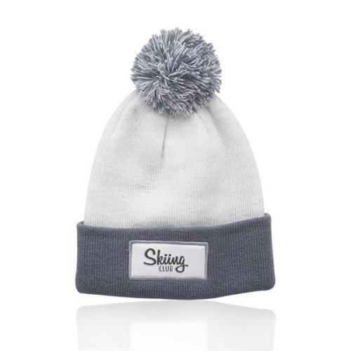Fuji Two-Tone Patch Pompom Beanies