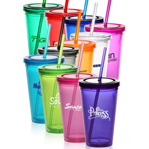 16 oz. Double Wall Acrylic Tumbler with Straw